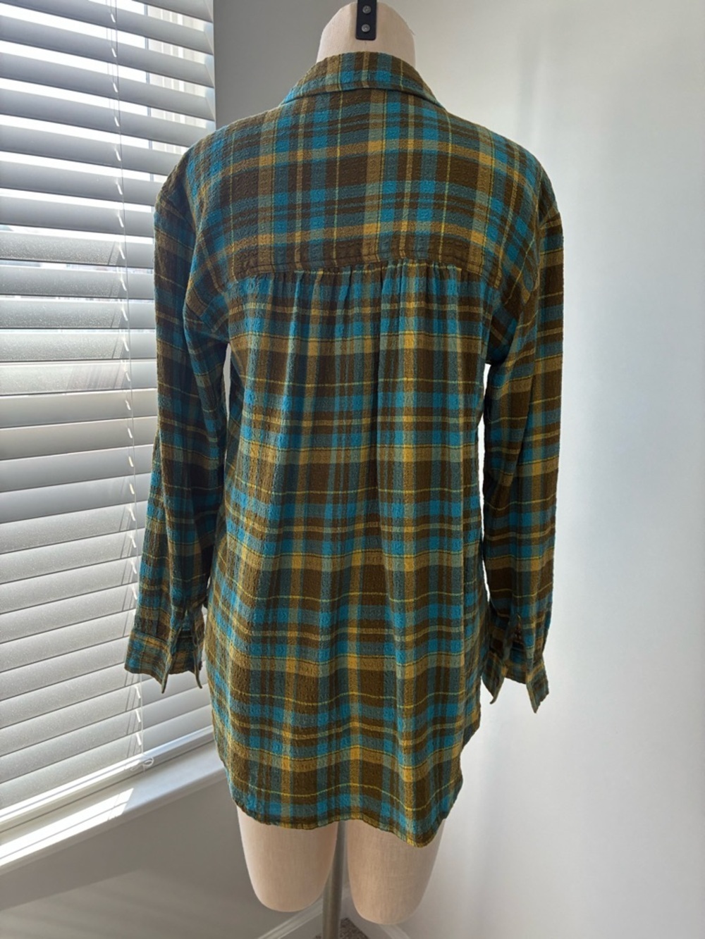 Pilcro Anthropologie Women's The Hadley Green Relaxed Plaid Button Down Shirt - Picture 4 of 10